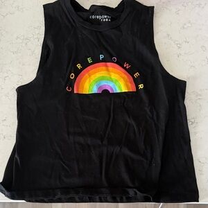Black Muscle Tee with Rainbow Design